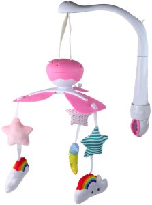 Karuzela Do Łóżeczka Klips Uniwersalny Pluszowe Zawieszki  Różowa 4