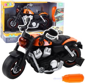 LeanToys Motocykl Do Skręcania Rozkręcania DIY Światła Dźwięki Pomarańczowy 2