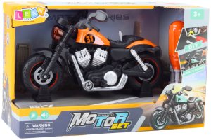 LeanToys Motocykl Do Skręcania Rozkręcania DIY Światła Dźwięki Pomarańczowy 5
