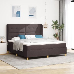 Łóżko z materacem z ciemnego brązu 180x200 cm z materiału 1