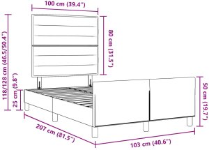 Łóżko Czarny 100x200 cm z tkaniny 13