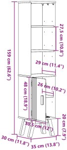 Szafka łazienkowa brązowa 35x30x159 cm z litego drewna sosnowego 10