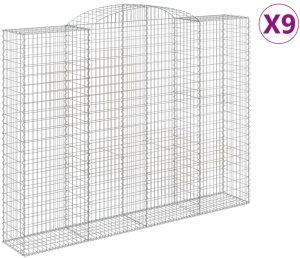 Kosze gabionowe, 9 szt, 300x50x220/240 cm, galwanizowane żelaz 1