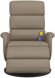 Rozkładany fotel masujący z podnóżkiem, cappuccino, ekoskóra 3