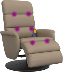 Rozkładany fotel masujący z podnóżkiem, cappuccino, ekoskóra 7