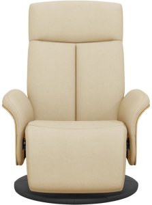 Rozkładany fotel z podnóżkiem, kremowy, tkanina 3