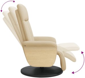 Rozkładany fotel z podnóżkiem, kremowy, tkanina 7