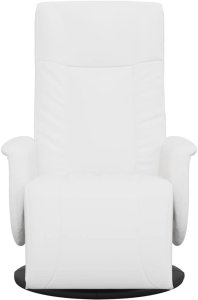 Rozkładany fotel z podnóżkiem, biały, sztuczna skóra 3