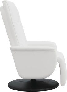 Rozkładany fotel z podnóżkiem, biały, sztuczna skóra 4