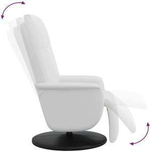Rozkładany fotel z podnóżkiem, biały, sztuczna skóra 6