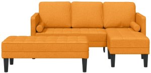 vidaXL Zestaw kanapowy 2 części z poduszkami z tkaniny w ciemnożółtym kolorze 4