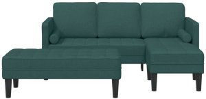 vidaXL 2-elementowy zestaw z poduszkami Ciemnozielona tkanina 4