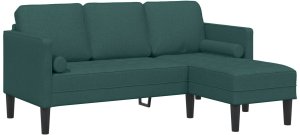 vidaXL 2-elementowy zestaw z poduszkami Ciemnozielona tkanina 5