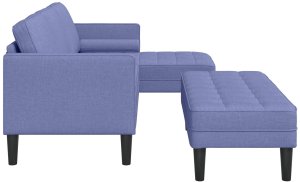 vidaXL Zestaw sof  2 kawałki z poduszkami Niebieski dżins Tkanina 7