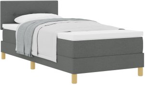 vidaXL Łóżko kontynentalne z materacem w ciemnoszarym 90x200 cm Tkanina 2
