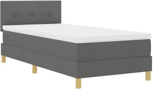 vidaXL Łóżko kontynentalne z materacem w ciemnoszarym 90x200 cm Tkanina 3