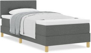 vidaXL Łóżko kontynentalne z materacem w ciemnoszarym 90x200 cm Tkanina 4