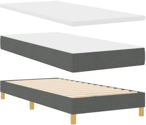 vidaXL Łóżko kontynentalne z materacem w ciemnoszarym 90x200 cm Tkanina 6