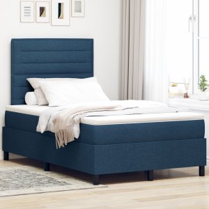 vidaXL Łóżko sprężynowe z materacem i LED Niebieskie 120x200 cm, tkanina 1