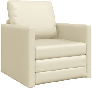 vidaXL Wielofunkcyjny fotel sofy  2 w 1 Kremowy 74x77x81 cm ze sztucznej skóry 2