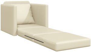 vidaXL Wielofunkcyjny fotel sofy  2 w 1 Kremowy 74x77x81 cm ze sztucznej skóry 4
