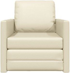 vidaXL Wielofunkcyjny fotel sofy  2 w 1 Kremowy 74x77x81 cm ze sztucznej skóry 5