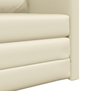 vidaXL Wielofunkcyjny fotel sofy  2 w 1 Kremowy 74x77x81 cm ze sztucznej skóry 9