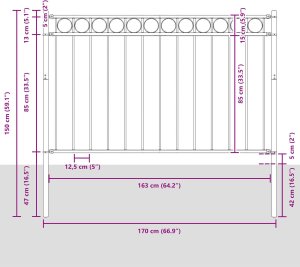 vidaXL Ogrodzenie Szare 1,7x1 m Stal 6