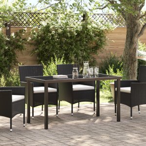 vidaXL Czarny Stół Ogrodowy  140x80x73 cm Szkło Hartowane 1