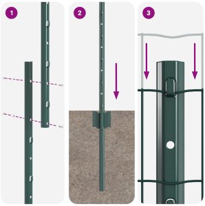 Zestaw ogrodzeniowy Zestaw 2 sztuk Zielony Metalowy 10 x 1,5 m 10