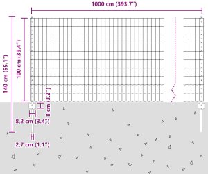 Zestaw Euro ogrodzenia  Zestaw 2 Szary Metal pokryty plastikiem 11