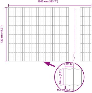 Zestaw ogrodzenia 2 sztuki Stal ocynkowana 10 x 1,2 metra Solidne 12