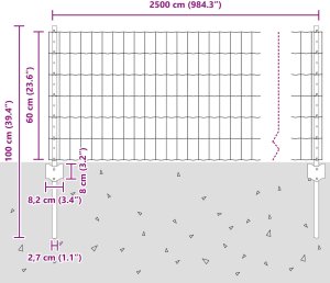 vidaXL Zestaw Ogrodzenia Euro Zestaw 2 Stal ocynkowana 25 x 0,6 m Trwałe 10