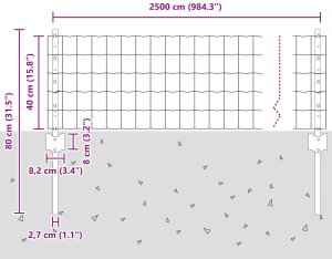 Zestaw ogrodzeniowy Zestaw 2 Stal ocynkowana 25 x 1 m Trwały 11