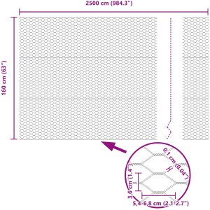 Ogrodzenie Heksagonalne Szare 1.6x25 m Stal 8