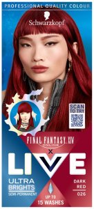 Schwarzkopf Live Ultra Brights X Final Fantasy XIV Online farba do włosów 026 Dark Red 1