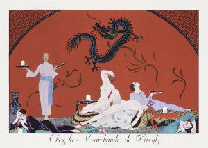 Plakat 70x50cm Chez la Marchande, Barbier Vintage do Salonu 1