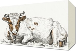 Obraz 30x20cm Leżąca Krowa, Jean Bernard Vintage do Salonu 1