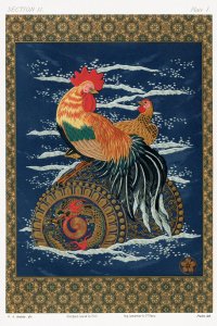 Plakat 61x91,5cm Kogut i Kura, G.A. Audsley Vintage do Salonu 1