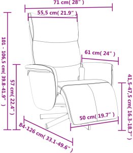 Rozkładany fotel masujący z podnóżkiem, biały, sztuczna skóra 11