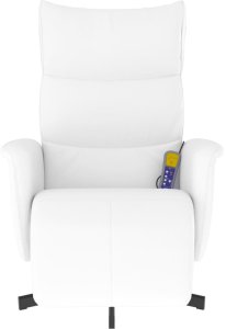 Rozkładany fotel masujący z podnóżkiem, biały, sztuczna skóra 3