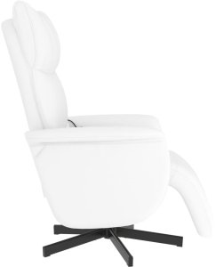 Rozkładany fotel masujący z podnóżkiem, biały, sztuczna skóra 4