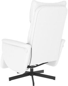 Rozkładany fotel masujący z podnóżkiem, biały, sztuczna skóra 5