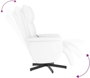 Rozkładany fotel masujący z podnóżkiem, biały, sztuczna skóra 6