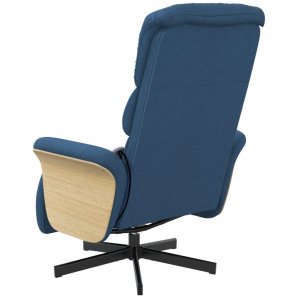 Rozkładany fotel masujący z podnóżkiem, niebieski, tkanina 5