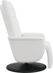 Rozkładany fotel masujący z podnóżkiem, biały, sztuczna skóra 4