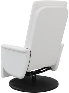 Rozkładany fotel masujący z podnóżkiem, biały, sztuczna skóra 5