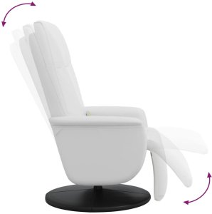 Rozkładany fotel masujący z podnóżkiem, biały, sztuczna skóra 6