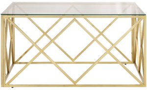 Stolik kawowy, złoty, stal nierdzewna i szkło hartowane 3