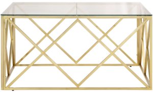 Stolik kawowy, złoty, stal nierdzewna i szkło hartowane 4